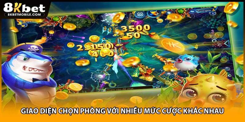 Giao diện chọn phòng với nhiều mức cược khác nhau